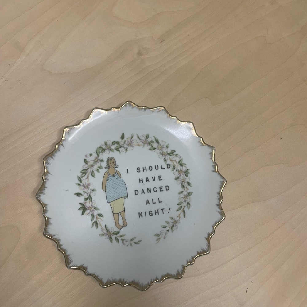 Vintage Pregnancy Announcement Plate I Should Have Danced All Night